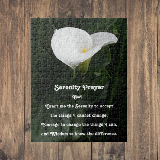 Inspiration Serenity Gebet Calla Lily Floral Puzzle