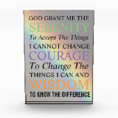 Inspiration Serenity Gebet Farbenfrohe Regenbogen Fotoblock (Vorderseite)