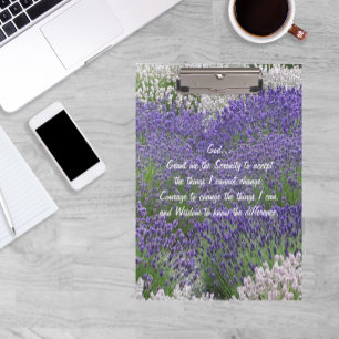 Inspiration Serenity Gebet Lavendel Garten Klemmbrett