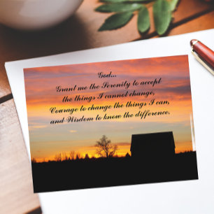 Inspiration Serenity Gebet Sonnenuntergang Silhoue Postkarte