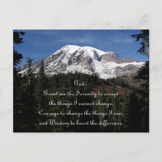 Inspiration Serenity Prayer Rainier Postkarte (Vorderseite)