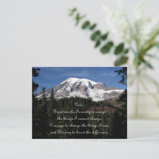 Inspiration Serenity Prayer Rainier Postkarte (Stehend Vorderseite)