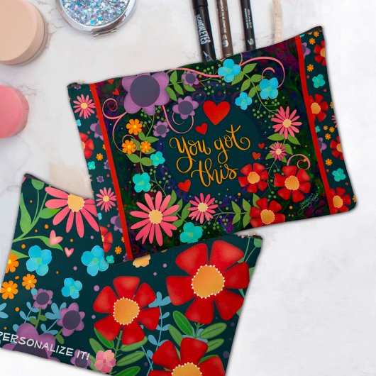 Inspiration Sie diesen Zitat floral Custom Got Zubehörtasche