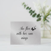 Inspiration Sie fliegt mit ihrem eigenen Wings Zit Postkarte (Stehend Vorderseite)