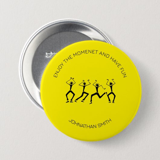 Inspiration, Silhouette Happy Party Tänzer Button (Vorne & Hinten)