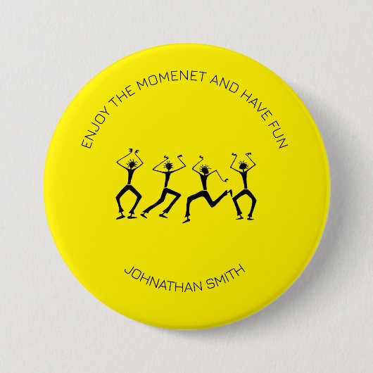 Inspiration, Silhouette Happy Party Tänzer Button (Vorderseite)