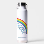 Inspiration Social Work Rainbow Personalisiert Trinkflasche<br><div class="desc">Sozialarbeiter machen die Welt zu einem besseren Ort. Motivierend Sozialgeschenk mit einem schönen Zitat und niedlichem Regenbogen. Hübsche soziale Dienste Wasserflasche maßgefertigt mit einem Namen in blau.</div>