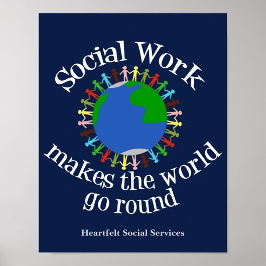 Inspiration Social Work Zitat Custom Blue Office Poster (Vorne)