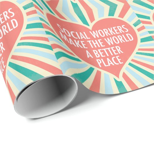 Inspiration Social Work Zitat Herz Retro Farben Geschenkpapier (Rolleneckpunkt)