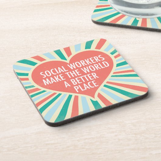 Inspiration Social Work Zitat Herz Retro Farben Getränkeuntersetzer (Linke Seite)