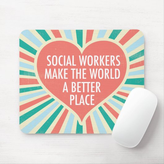 Inspiration Social Work Zitat Herz Retro Farben Mousepad (Mit Mouse)