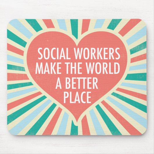 Inspiration Social Work Zitat Herz Retro Farben Mousepad (Vorne)