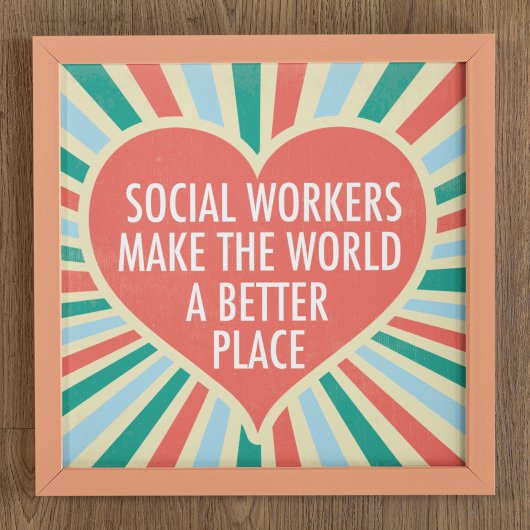 Inspiration Social Work Zitat Herz Retro Farben Poster