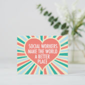 Inspiration Social Work Zitat Herz Retro Farben Postkarte (Stehend Vorderseite)