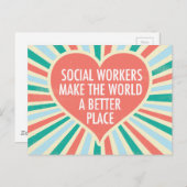 Inspiration Social Work Zitat Herz Retro Farben Postkarte (Vorne/Hinten)