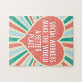 Inspiration Social Work Zitat Herz Retro Farben Puzzle (Horizontal)