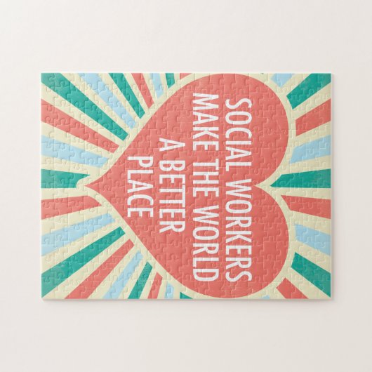 Inspiration Social Work Zitat Herz Retro Farben Puzzle (Horizontal)