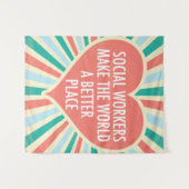 Inspiration Social Work Zitat Herz Retro Farben Wandteppich (Vorderseite (Horizontal))