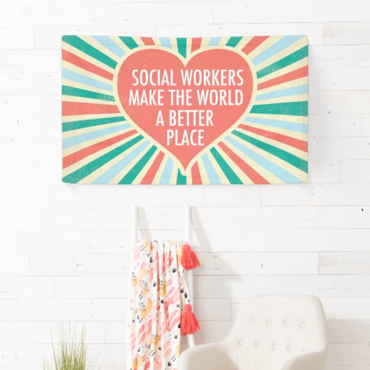 Inspiration Social Work Zitat Herz Retro Party Banner (Insitu)