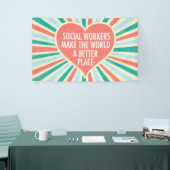 Inspiration Social Work Zitat Herz Retro Party Banner (Messeveranstaltung)