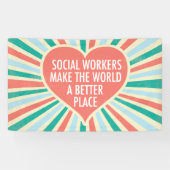 Inspiration Social Work Zitat Herz Retro Party Banner (Horizontal)