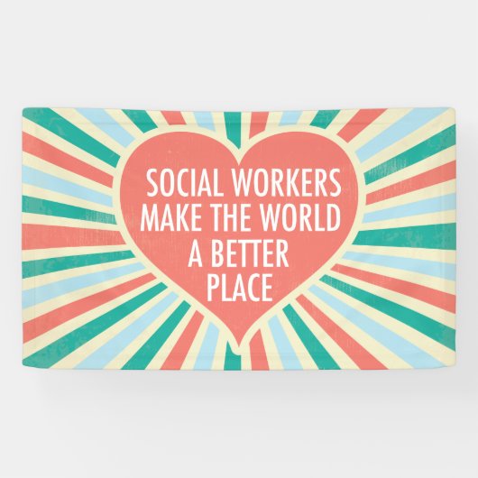 Inspiration Social Work Zitat Herz Retro Party Banner (Horizontal)