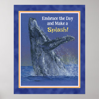 Inspiration Spaß Whale Print - Tiefe blaue Grenze Poster