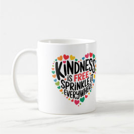 Inspiration Tasse Kindness Zitat farbenfrohe Herze