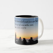 Inspiration Tasse mit Sonnenuntergang und Rumi Zit (VorderseiteRechts)