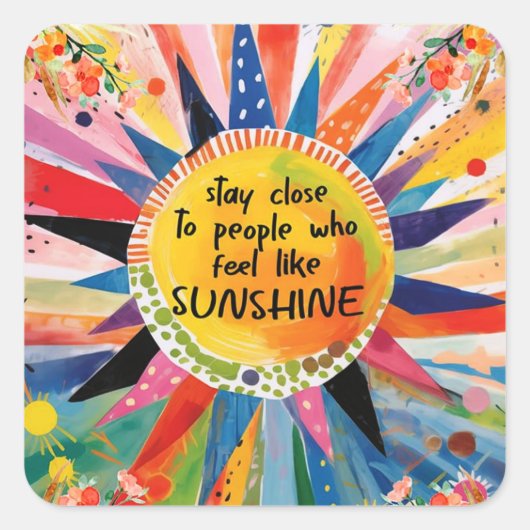Inspiration und farbenfrohe Freundschaft Quadratischer Aufkleber (Vorderseite)