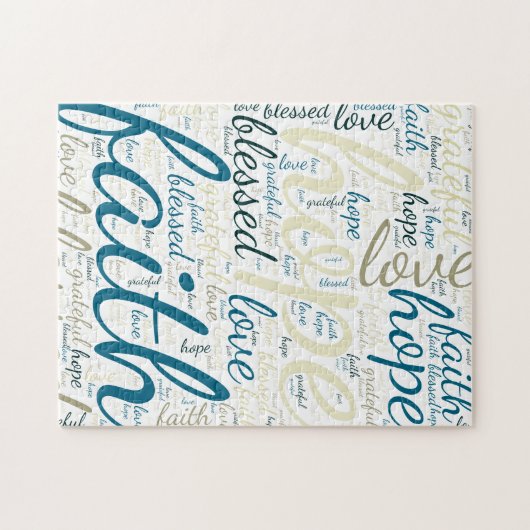 Inspiration und Glaube Text in Blues, Tans Puzzle (Horizontal)