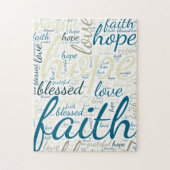 Inspiration und Glaube Text in Blues, Tans Puzzle (Vertikal)