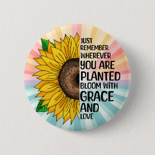 Inspiration und handgezeichnete Sonnenblume Button