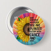 Inspiration und handgezeichnete Sonnenblume Button (Vorne & Hinten)