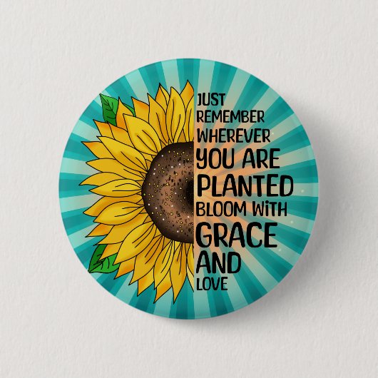 Inspiration und handgezeichnete Sonnenblume Button (Vorderseite)