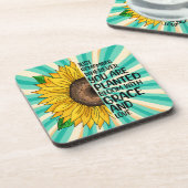 Inspiration und handgezeichnete Sonnenblume Getränkeuntersetzer (Linke Seite)