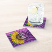 Inspiration und handgezeichnete Sonnenblume Glasuntersetzer (Schrägansicht)