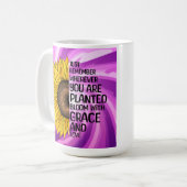 Inspiration und handgezeichnete Sonnenblume Kaffeetasse (Vorderseite Links)
