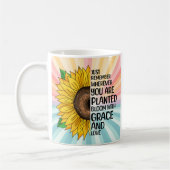 Inspiration und handgezeichnete Sonnenblume Kaffeetasse (Links)