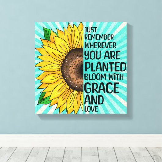 Inspiration und handgezeichnete Sonnenblume Leinwanddruck (Insitu (Holzboden))