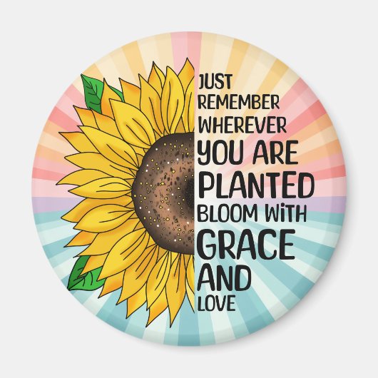 Inspiration und handgezeichnete Sonnenblume Magnet (Vorne)