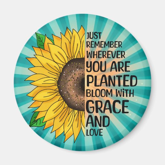 Inspiration und handgezeichnete Sonnenblume Magnet (Vorne)