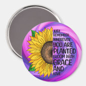 Inspiration und handgezeichnete Sonnenblume Magnet (Vorderseite/Rückseite)