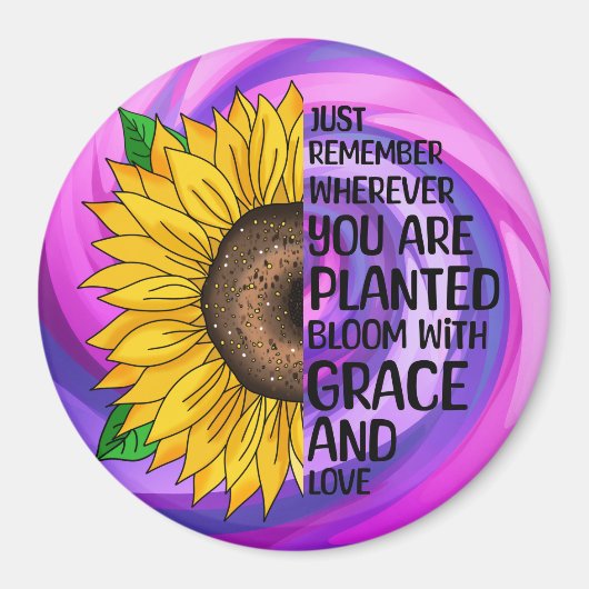 Inspiration und handgezeichnete Sonnenblume Magnet (Vorne)