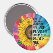 Inspiration und handgezeichnete Sonnenblume Magnet (Vorderseite/Rückseite)