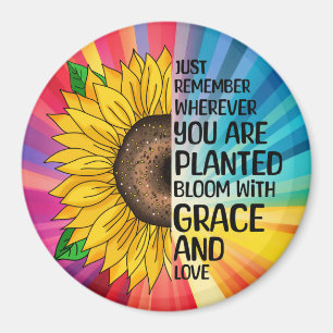 Inspiration und handgezeichnete Sonnenblume Magnet