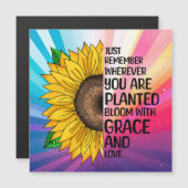 Inspiration und handgezeichnete Sonnenblume Magnetkarte (Vorne/Hinten)