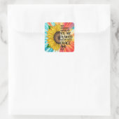 Inspiration und handgezeichnete Sonnenblume Quadratischer Aufkleber (Tasche)