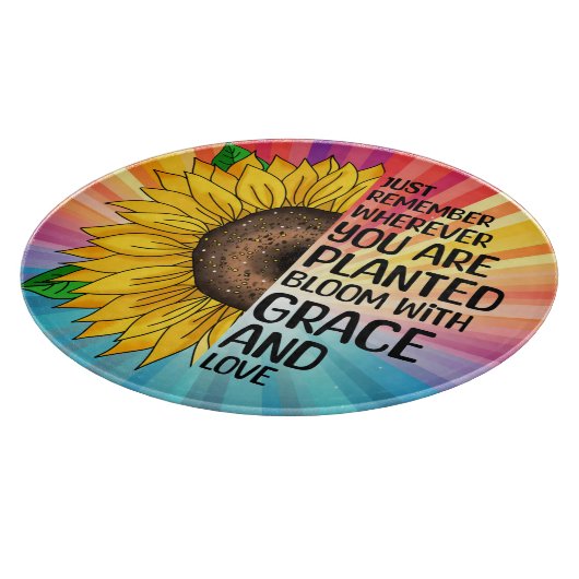 Inspiration und handgezeichnete Sonnenblume Schneidebrett (Ecke)