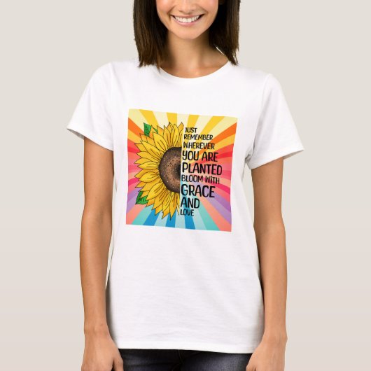 Inspiration und handgezeichnete Sonnenblume T-Shirt (Vorderseite)